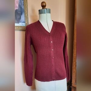 Pendleton Women's Burgundy Cable Knit Sweater
